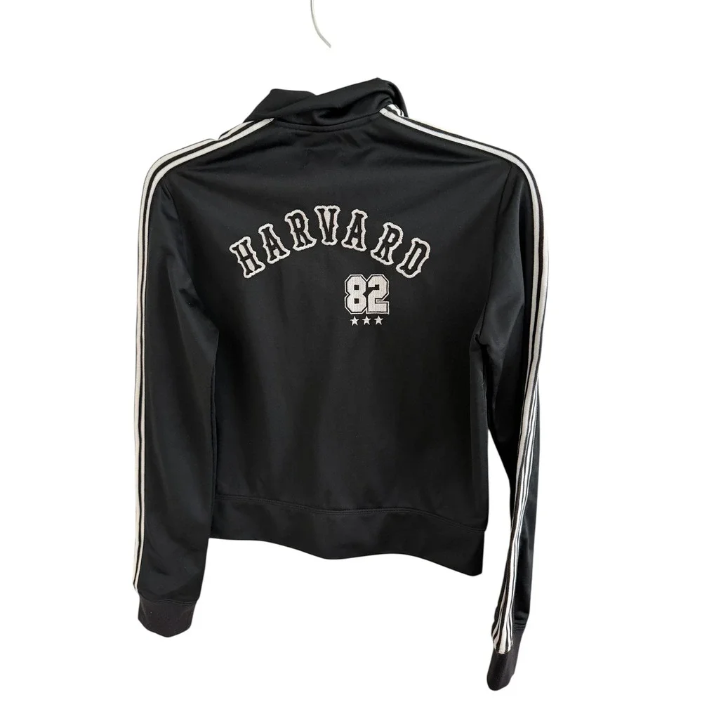 Wet Seal‎ Y2K Harvard Zip Up Track Jacket Sweatshirt Black Small